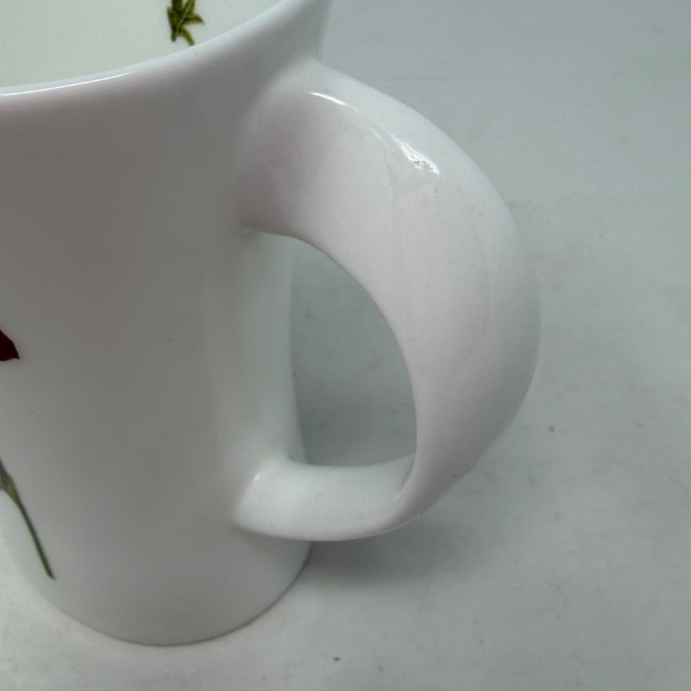 Cup + Mug Porcelain Coffee Tea Mug White Red Poppy Floral Cottagecore Euro Chic - Picture 6 of 12
